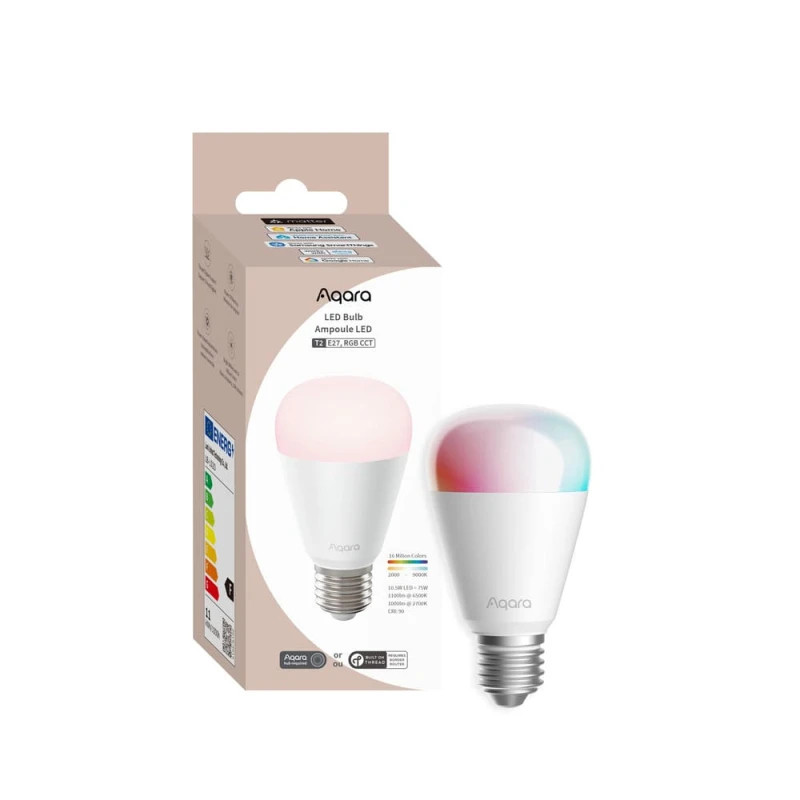 bec led rgb aqara bulb t2, e27, 1100 lumeni, thread, zigbee